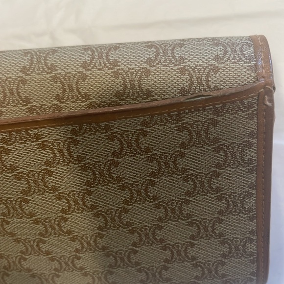 Celine CELINE Long Wallet Triomphe Macadam Pattern Folded Women's PVC Brown Tan - Picture 10 of 10